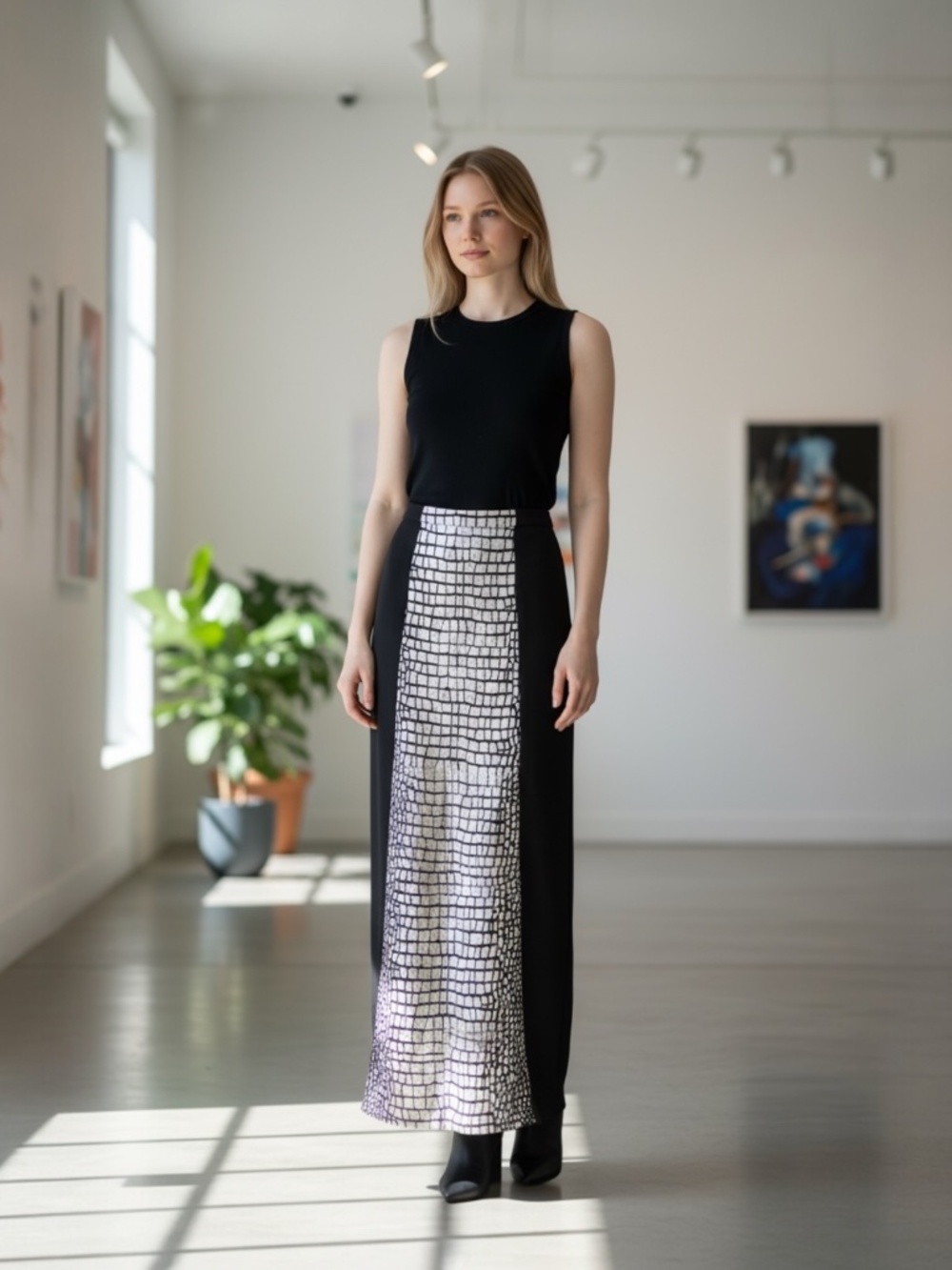 BCBG MAXAZRIA Reptile Print Maxi Skirt
